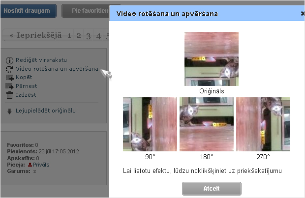 Inbox Foto – video rotēšanas un apvēršanas iespēja