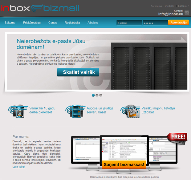 Inbox Bizmail – domēna e-pasts ikvienam!