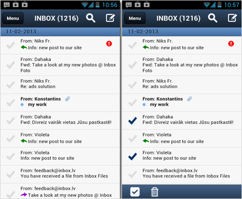 Inbox Mobile: managing several e-mail accounts