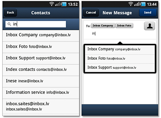 Inbox Mobile: managing several e-mail accounts