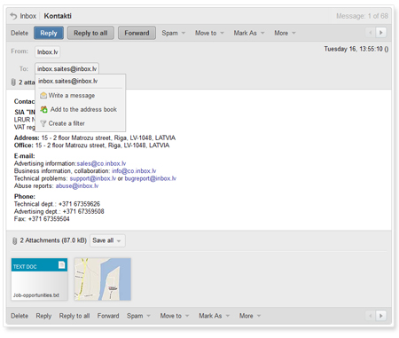 Inbox Mail: a new design for the letters’ editing pages, mail settings and attached documents