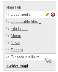 Pielikumu saglabāšana no pasta Inbox Files servisā