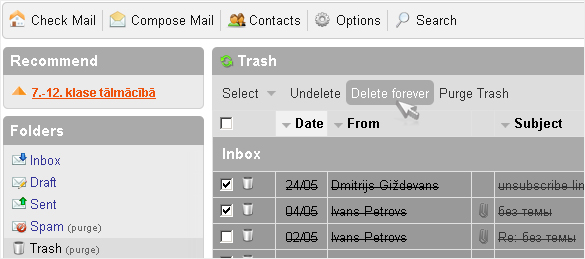 Inbox Mail: view all unread messages in a folder
