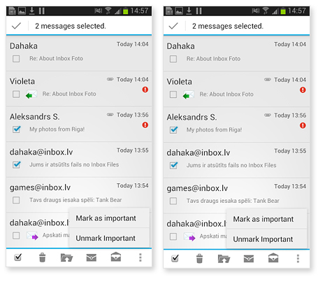 Inbox Mobile: managing several e-mail accounts