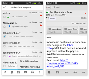 Inbox Mobile: managing several e-mail accounts