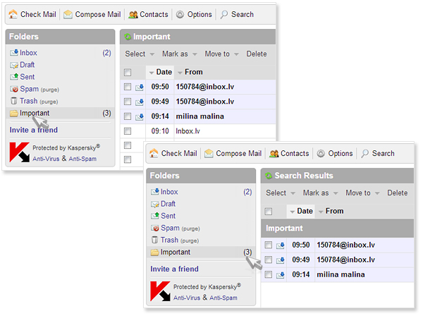 Inbox Mail: view all unread messages in a folder
