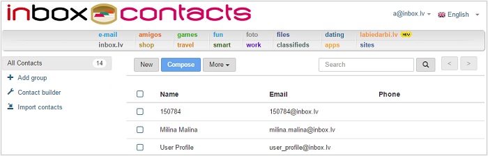 Inbox Contacts – backup copy plus synchronization of phone and mail contacts!
