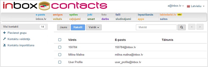 Kontaktu eksportēšanas iespēja!